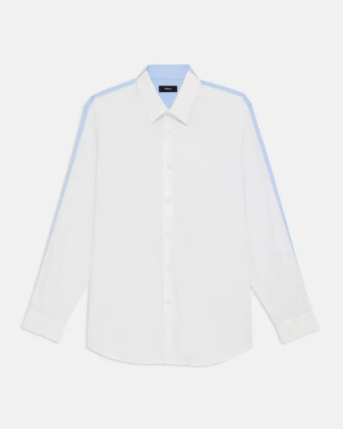 Theory Oversized TwoTone Shirt In Cotton Whitedahlia Women Tops