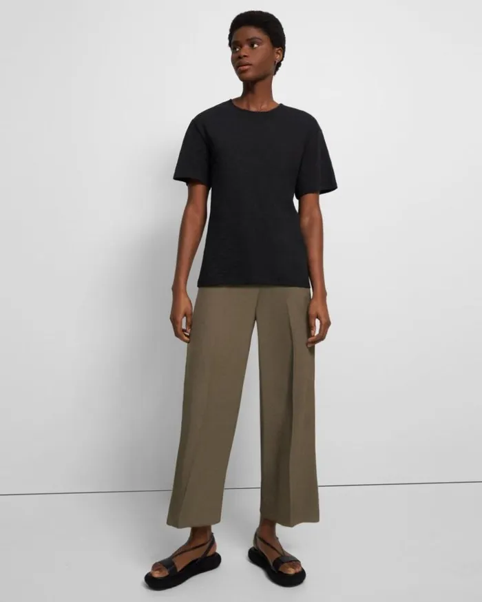 Theory Perfect Tee In Organic Slub Cotton Black Women TShirts Tank Tops