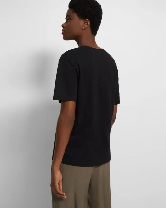 Theory Perfect Tee In Organic Slub Cotton Black Women TShirts Tank Tops