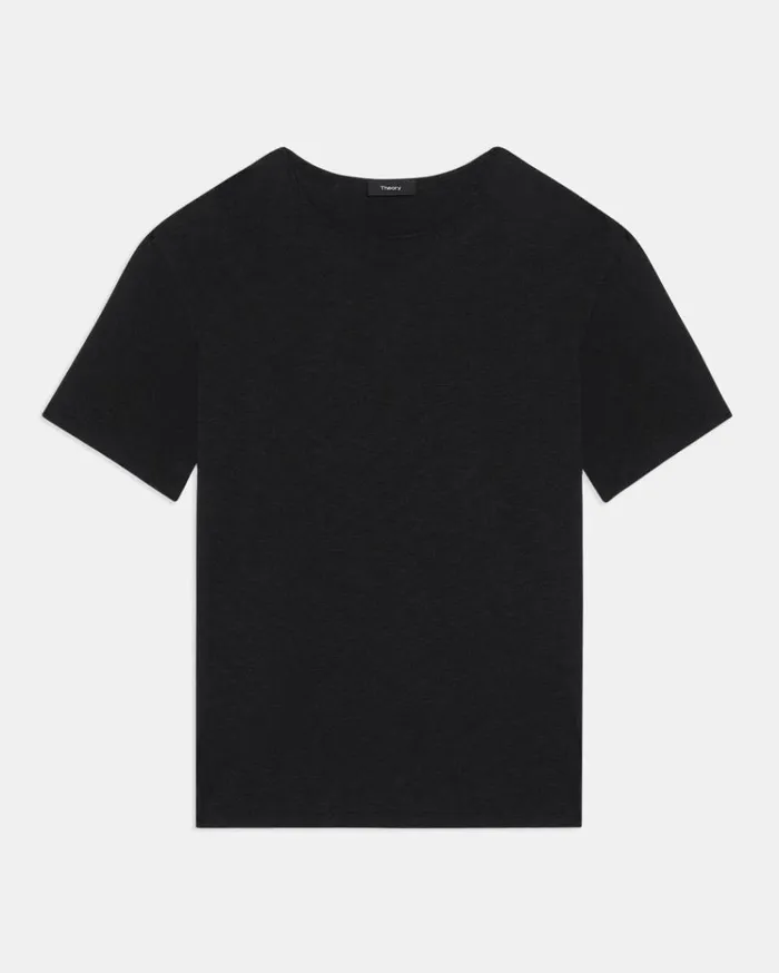 Theory Perfect Tee In Organic Slub Cotton Black Women TShirts Tank Tops