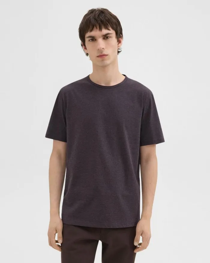 Theory Precise Tee In Pima Cotton Jersey Hickory Melange Men TShirts Polos