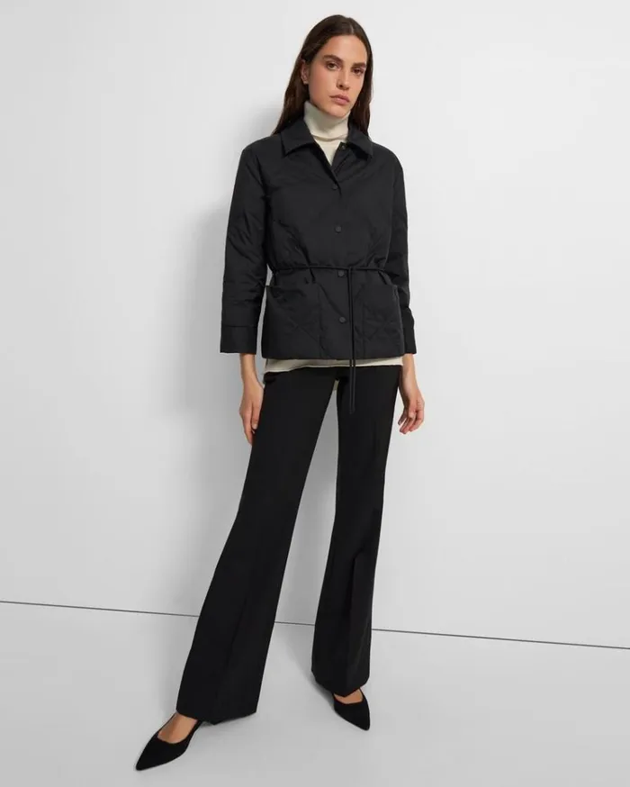 Theory Quilted Jacket In WaterResistant Nylon Black Women Outerwear