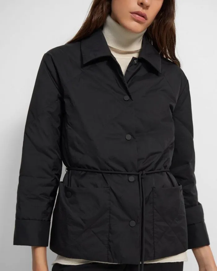 Theory Quilted Jacket In WaterResistant Nylon Black Women Outerwear Theory Quilted Jacket In WaterResistant Nylon Black Women Outerwear