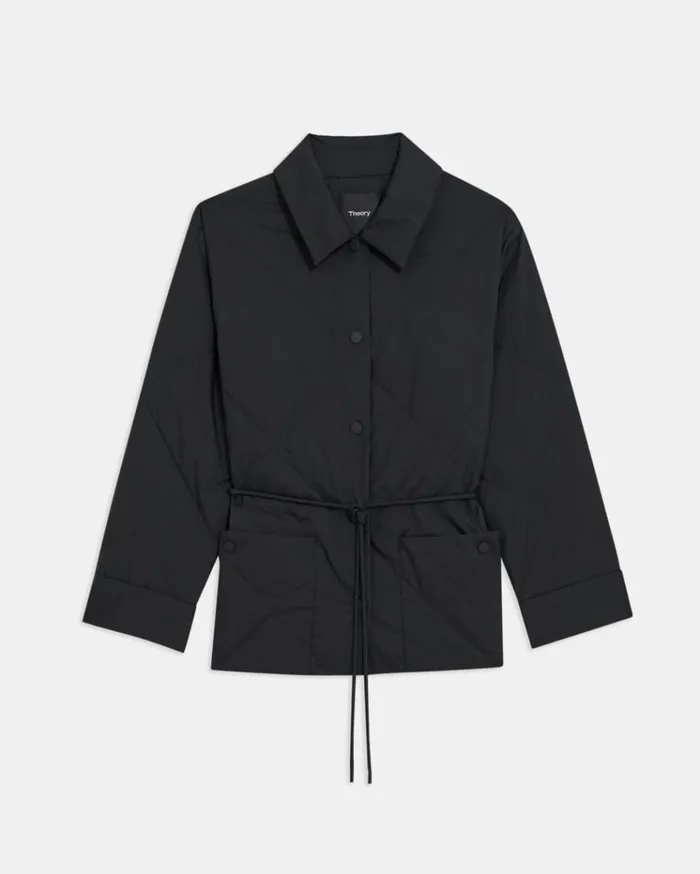 Theory Quilted Jacket In WaterResistant Nylon Black Women Outerwear Theory Quilted Jacket In WaterResistant Nylon Black Women Outerwear