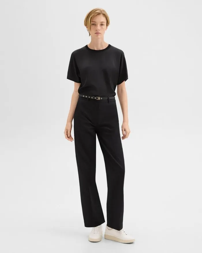 Theory Relaxed Pant In Gabardine Black Women Pants