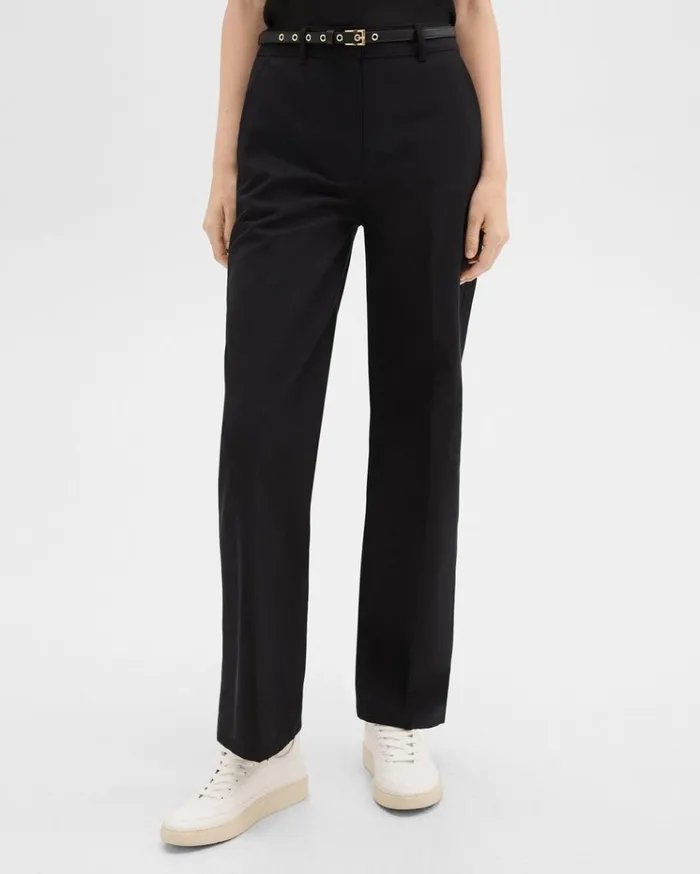 Theory Relaxed Pant In Gabardine Black Women Pants