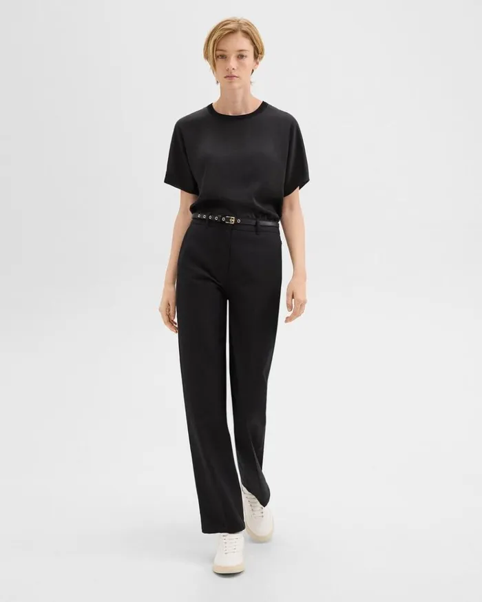Theory Relaxed Pant In Gabardine Black Women Pants