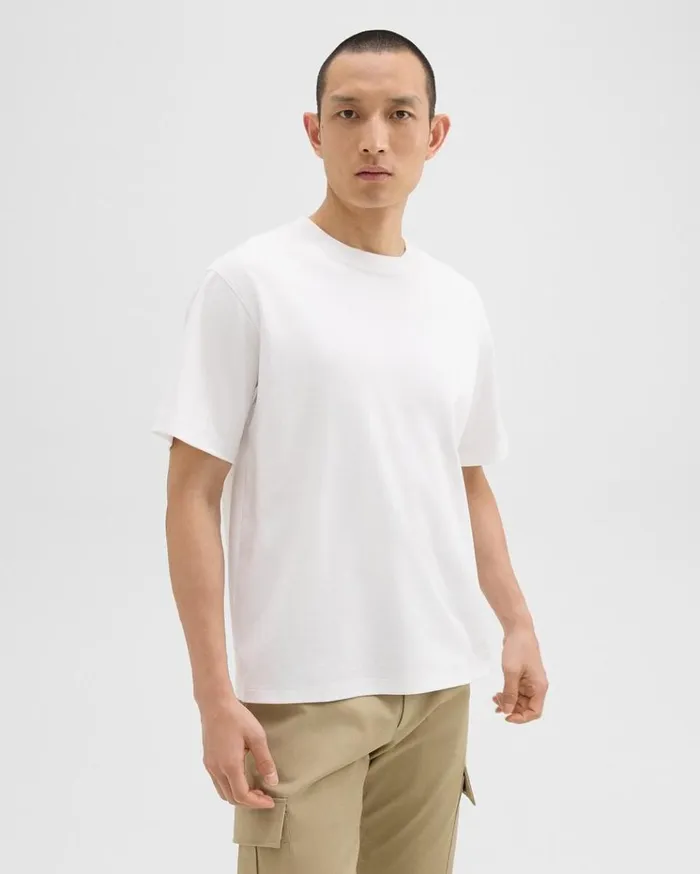 Theory Relaxed Tee In Cotton Jersey White Men TShirts Polos