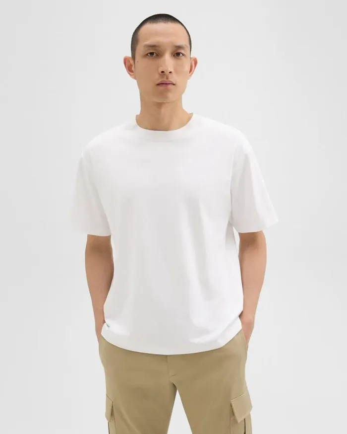 Theory Relaxed Tee In Cotton Jersey White Men TShirts Polos