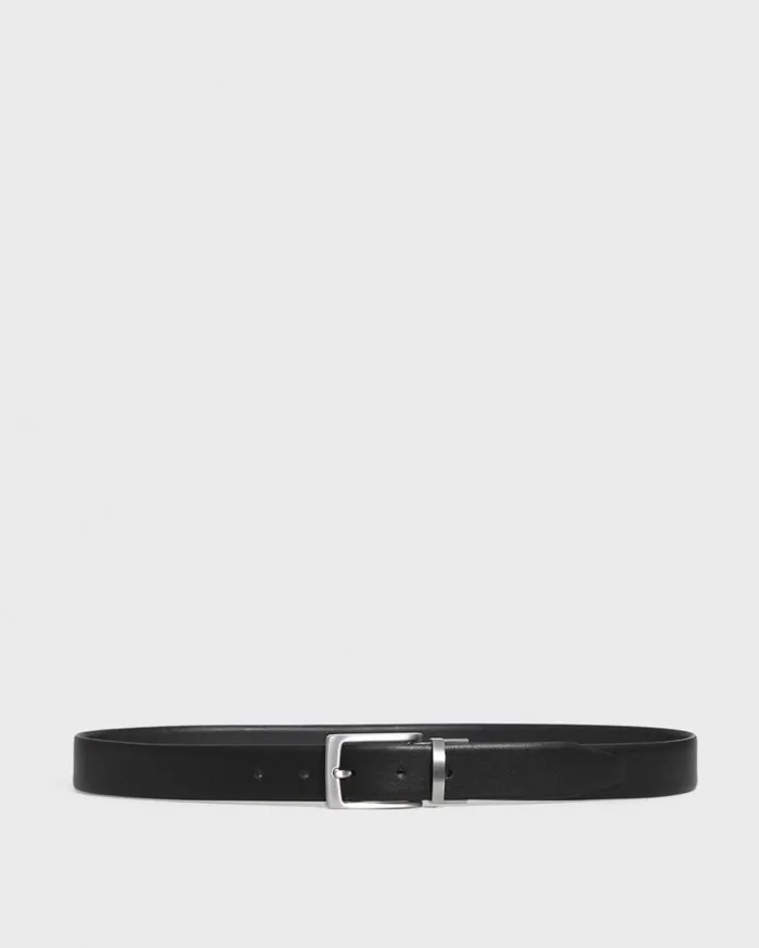Theory Reversible Belt In Leather Black Men Belts