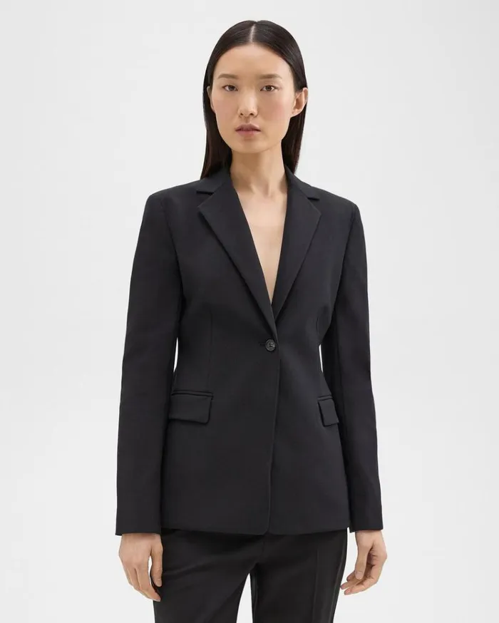 Theory Sculpted Blazer In Stretch CottonBlend Black Women Suits