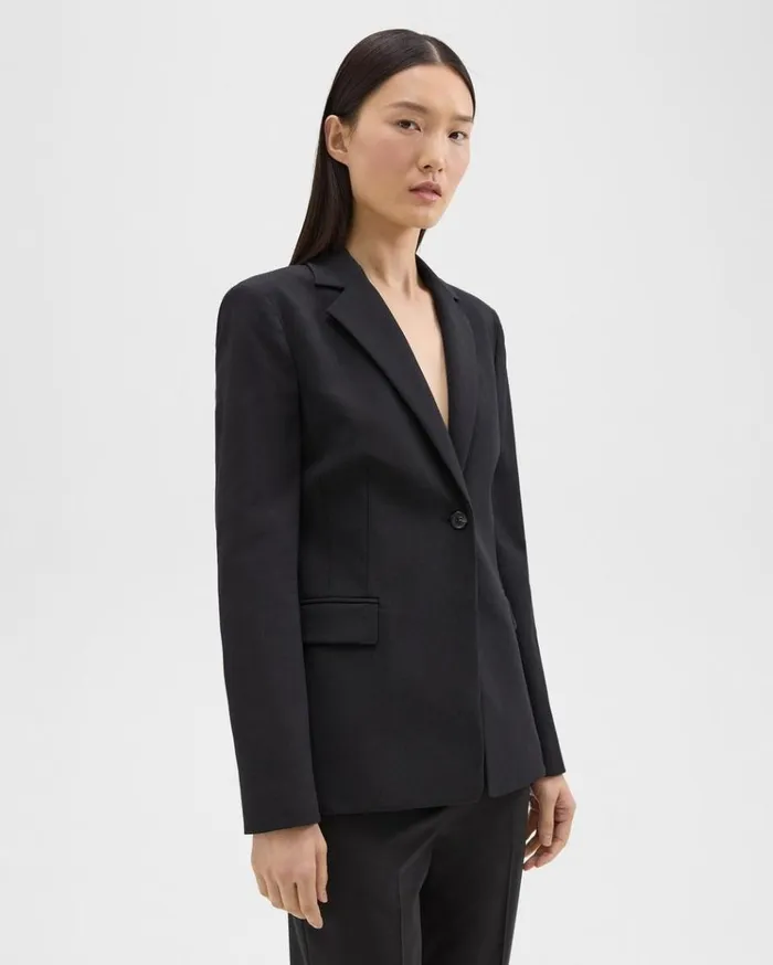 Theory Sculpted Blazer In Stretch CottonBlend Black Women Suits Theory Sculpted Blazer In Stretch CottonBlend Black Women Suits