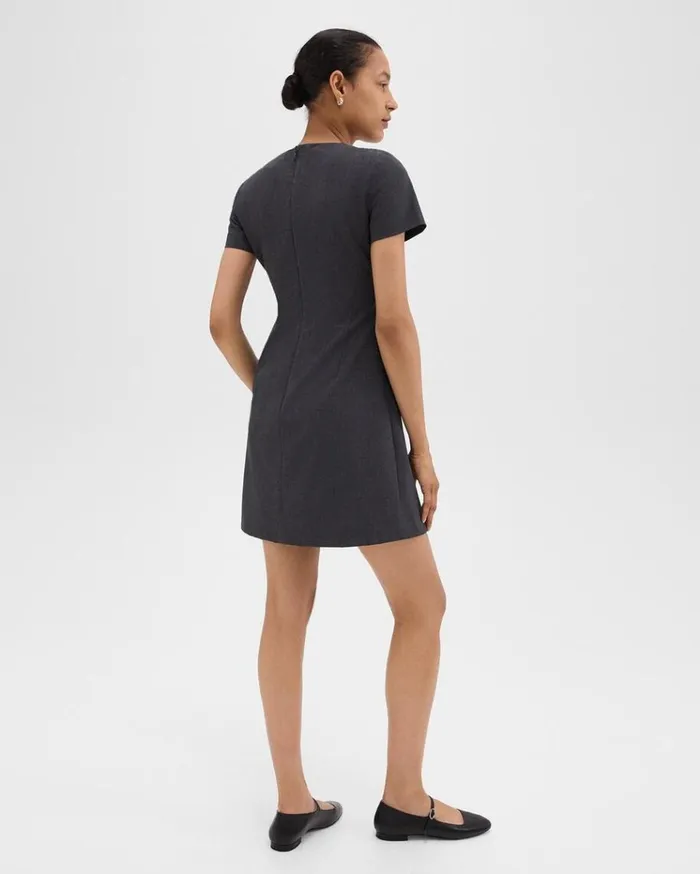 Theory Sheath Dress In Good Wool Charcoal Melange Women Dresses