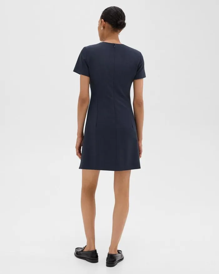 Theory Sheath Dress In Good Wool Nocturne Navy Women Dresses