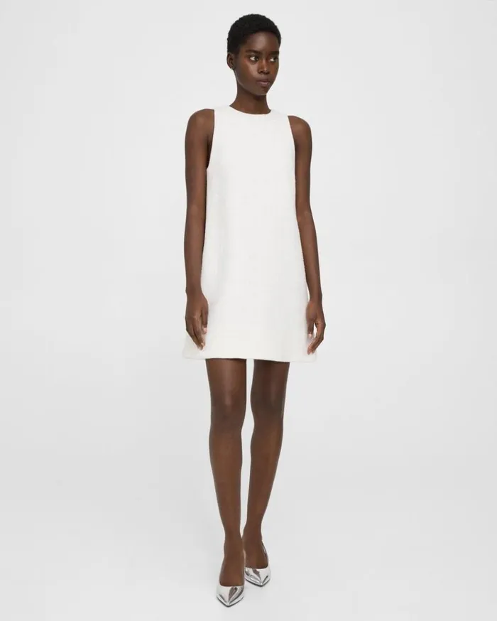 Theory Shift Dress In Cotton Tweed White Women Dresses Theory Shift Dress In Cotton Tweed White Women Dresses