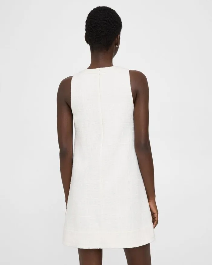Theory Shift Dress In Cotton Tweed White Women Dresses Theory Shift Dress In Cotton Tweed White Women Dresses
