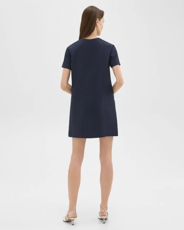 Theory ShortSleeve Mini Dress In Striped Admiral Crepe Nocturne Navy Women Dresses