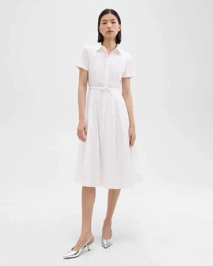 Theory ShortSleeve Shirt Dress In Good Cotton White Women Dresses