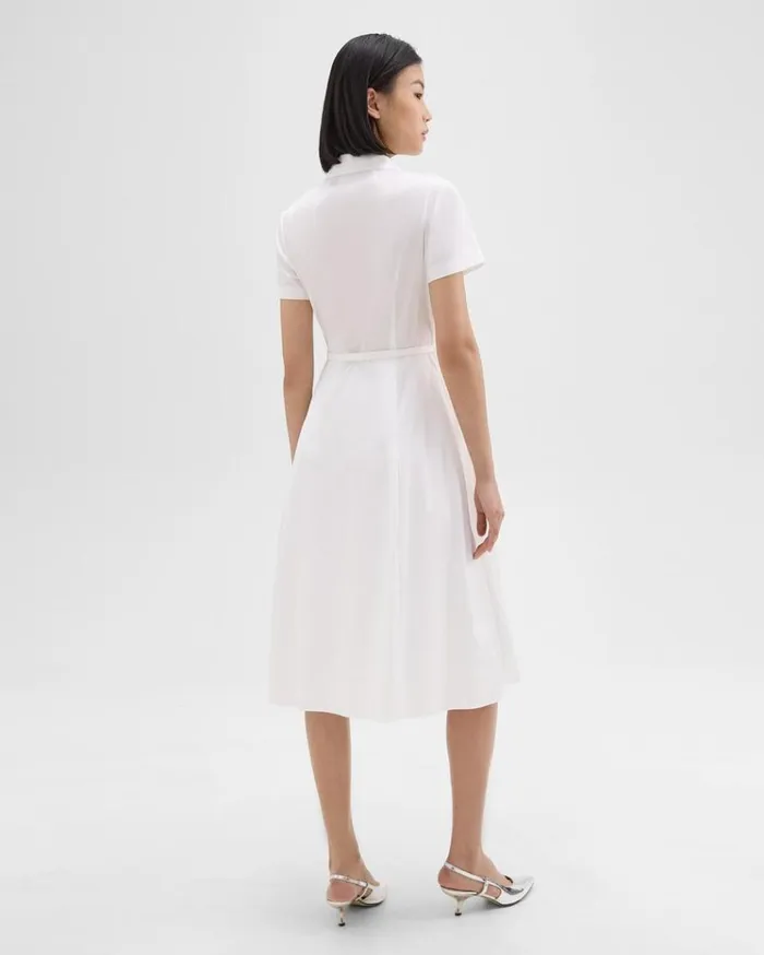 Theory ShortSleeve Shirt Dress In Good Cotton White Women Dresses