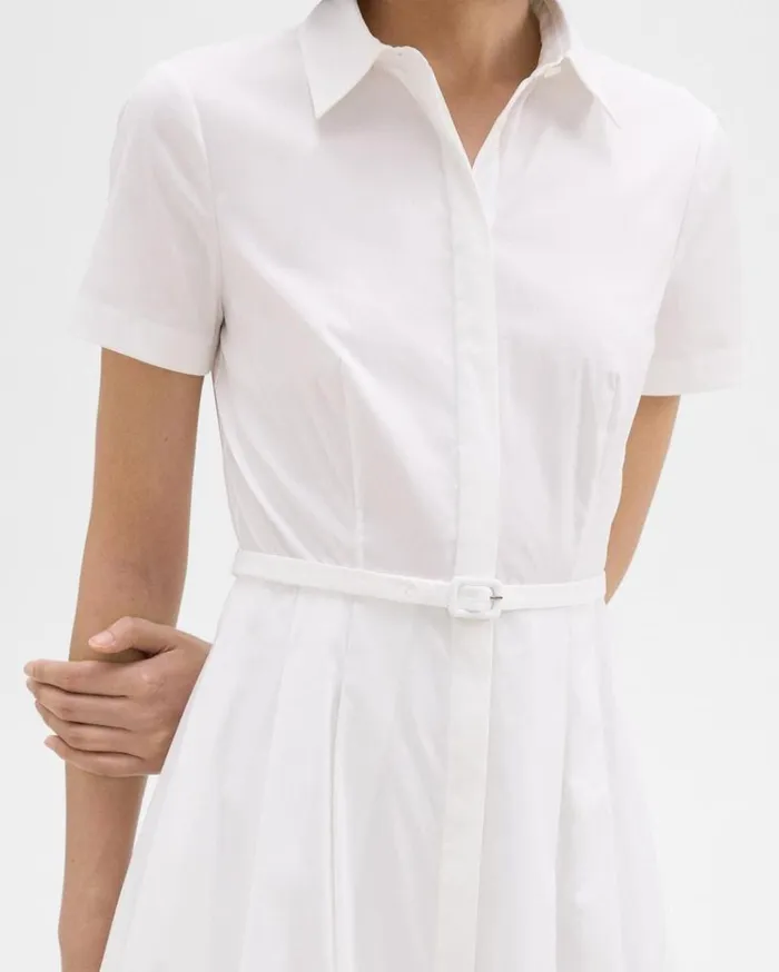 Theory ShortSleeve Shirt Dress In Good Cotton White Women Dresses