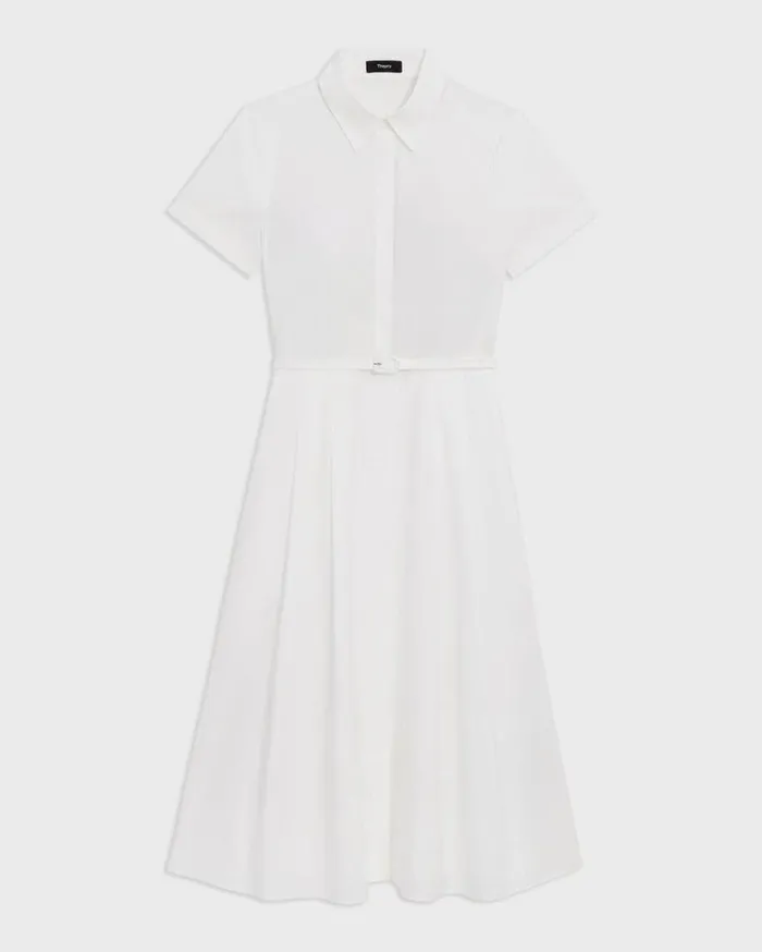 Theory ShortSleeve Shirt Dress In Good Cotton White Women Dresses