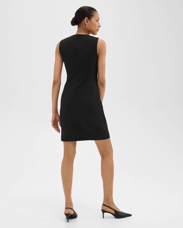 Theory Sleeveless Fitted Dress In Good Wool Black Women Dresses