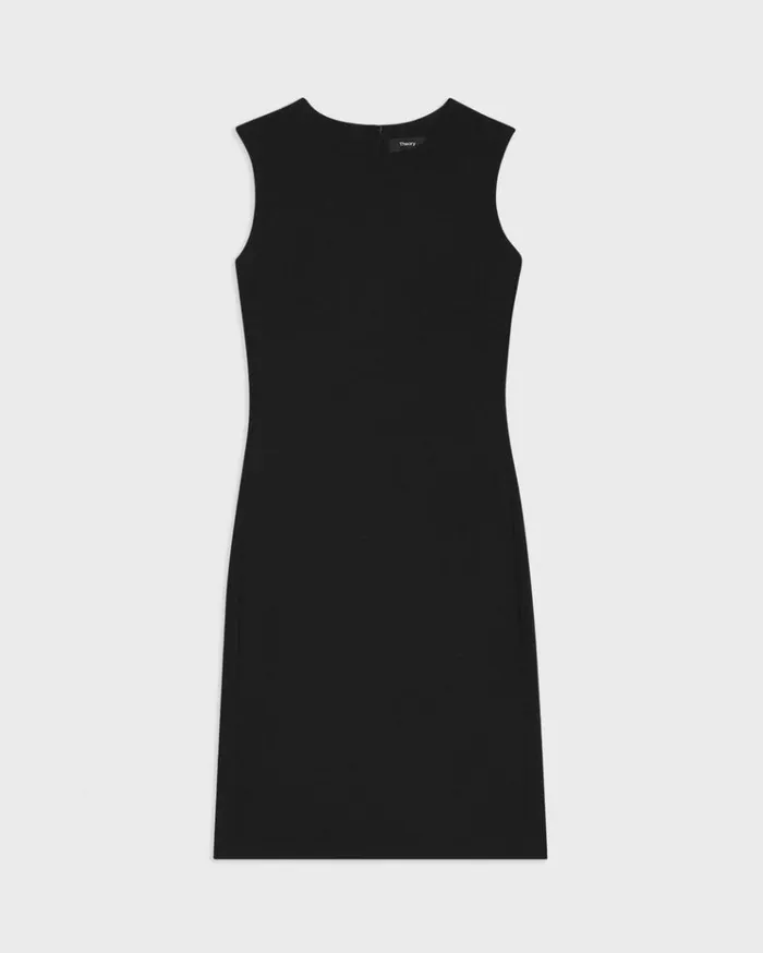Theory Sleeveless Fitted Dress In Good Wool Black Women Dresses