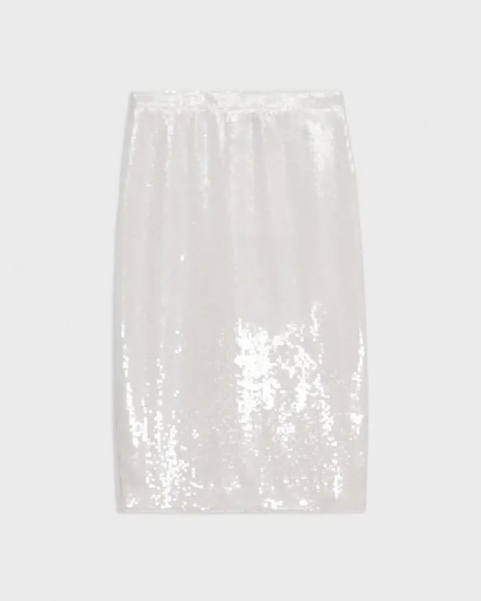 Theory Slim Pencil Skirt In Recycled Sequins White Women Skirts