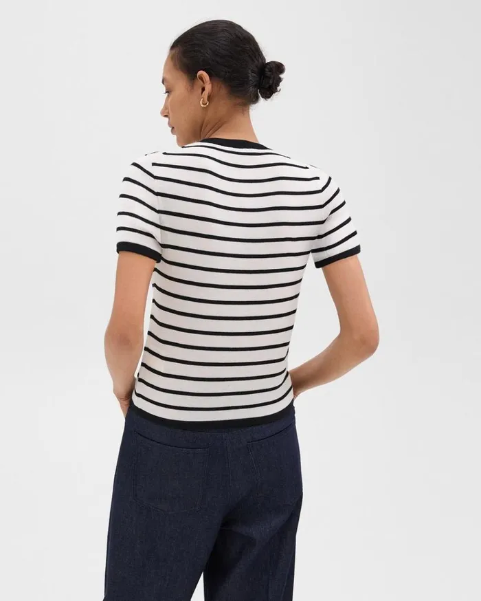 Theory Slim Tee In WoolViscose Ivoryblack Women TShirts Tank Tops
