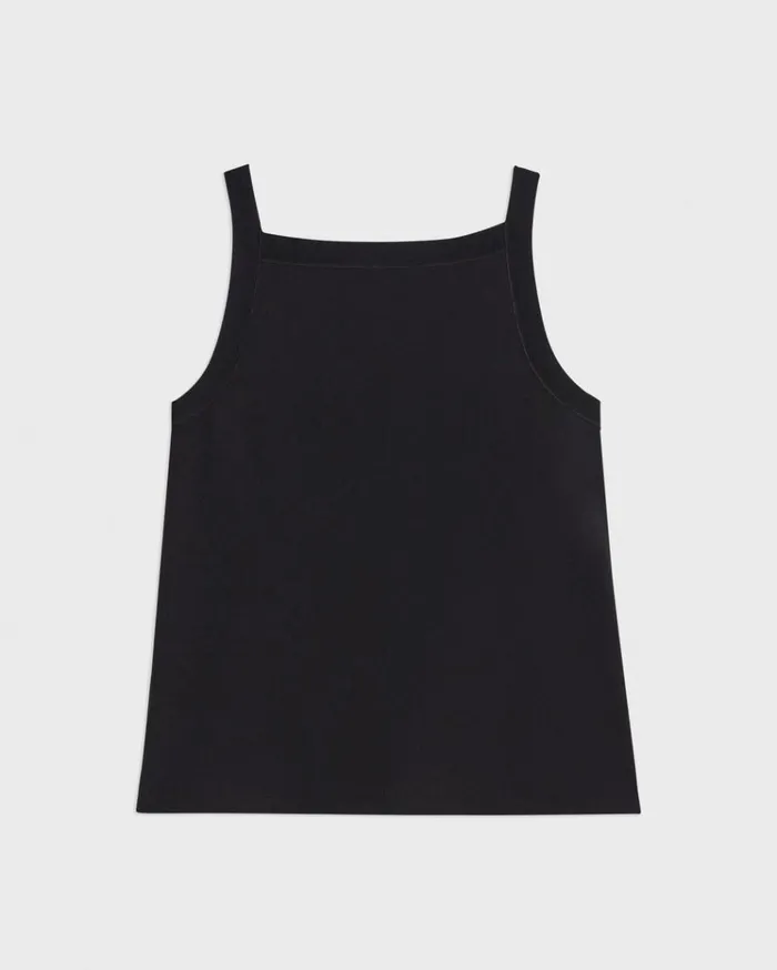 Theory Square Neck Tank In Interlock Knit Black Women TShirts Tank Tops