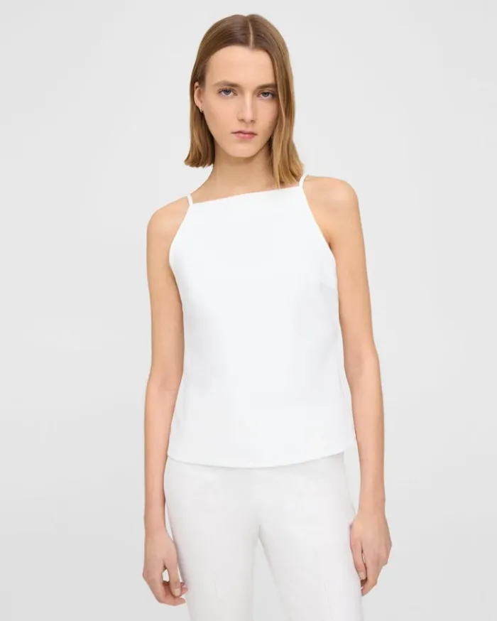 Theory Square Neck Tank Top In Precision Ponte White Women TShirts Tank Tops