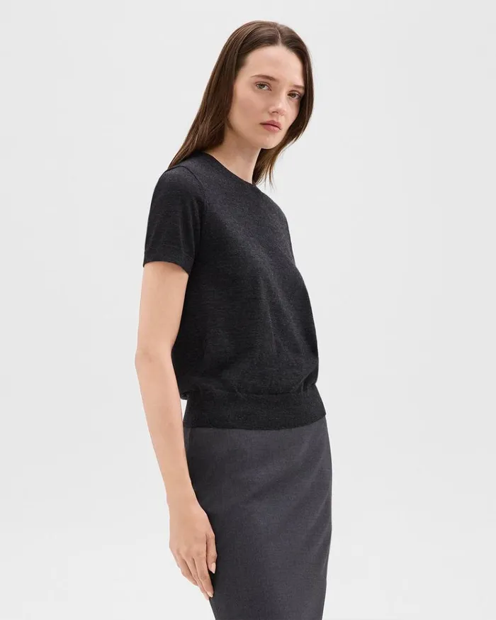 Theory Sweater Tee In Regal Wool New Pestle Melange Women Sweaters Cardigans
