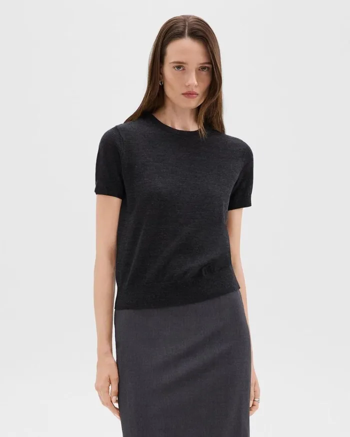 Theory Sweater Tee In Regal Wool New Pestle Melange Women Sweaters Cardigans