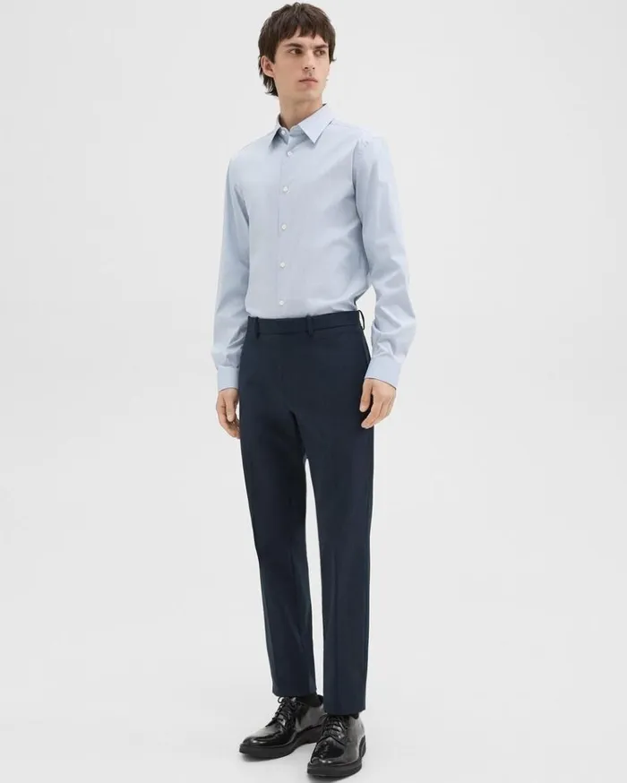 Theory Sylvain Shirt In Checked Poplin Olympicwhite Men Shirts Theory Sylvain Shirt In Checked Poplin Olympicwhite Men Shirts