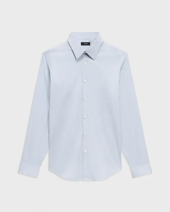 Theory Sylvain Shirt In Checked Poplin Olympicwhite Men Shirts Theory Sylvain Shirt In Checked Poplin Olympicwhite Men Shirts