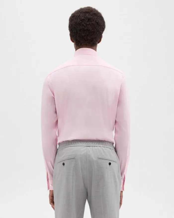Theory Sylvain Shirt In Good Cotton Cradle Pink Men Shirts