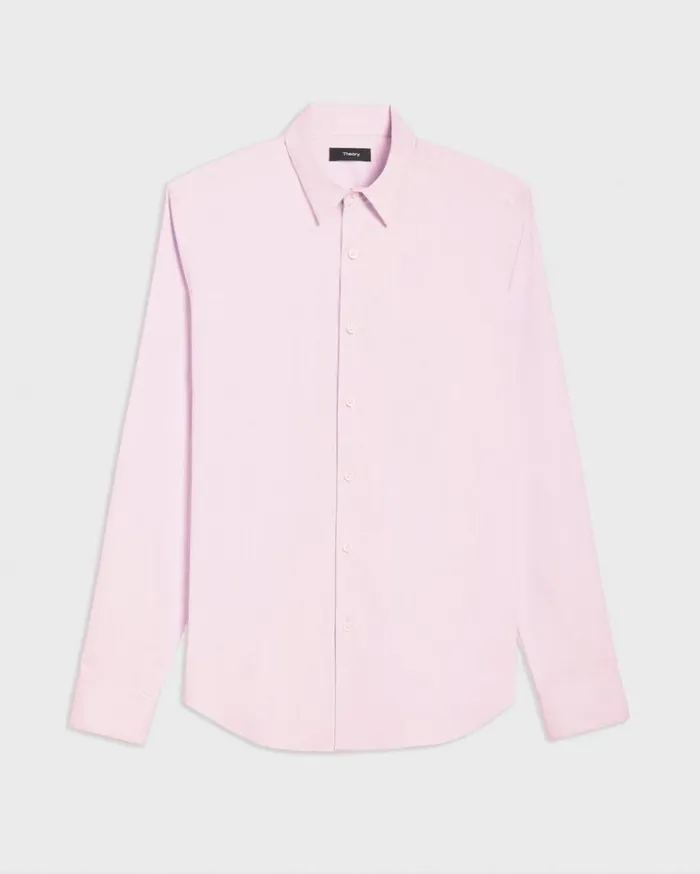 Theory Sylvain Shirt In Good Cotton Cradle Pink Men Shirts