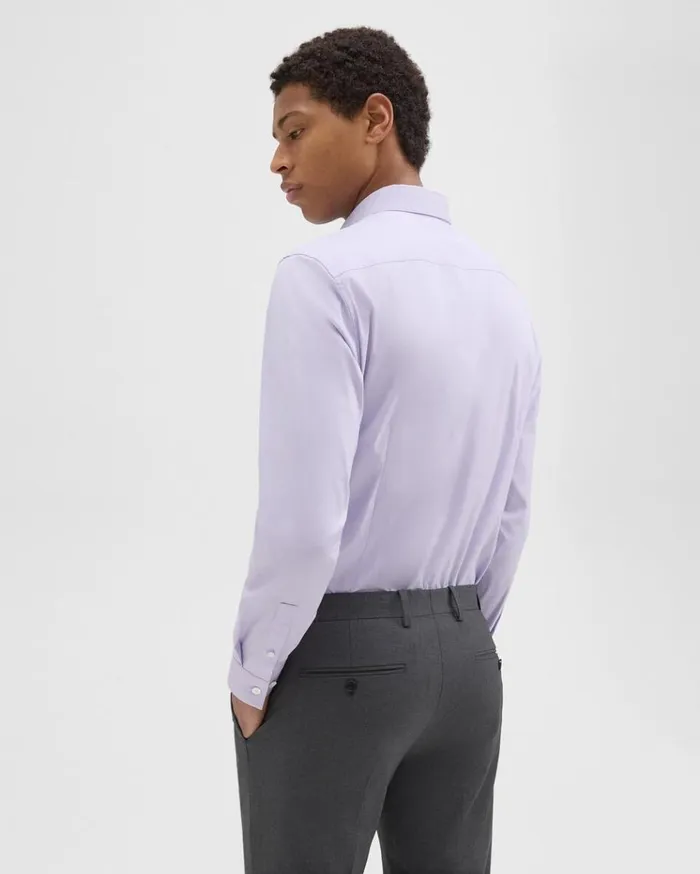 Theory Sylvain Shirt In Good Cotton Soft Iris Men Shirts