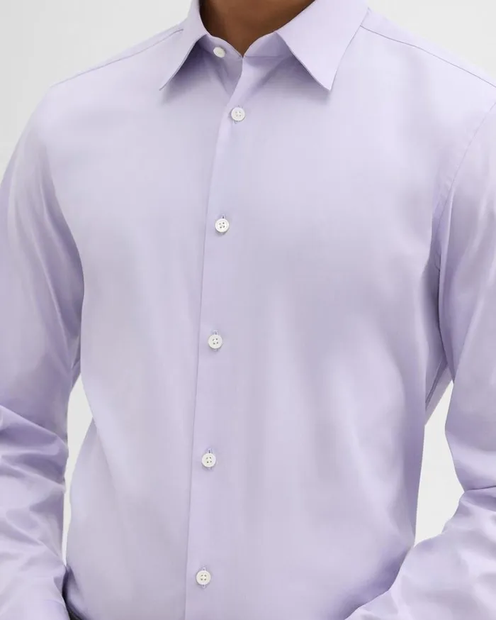 Theory Sylvain Shirt In Good Cotton Soft Iris Men Shirts