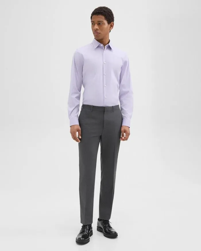 Theory Sylvain Shirt In Good Cotton Soft Iris Men Shirts