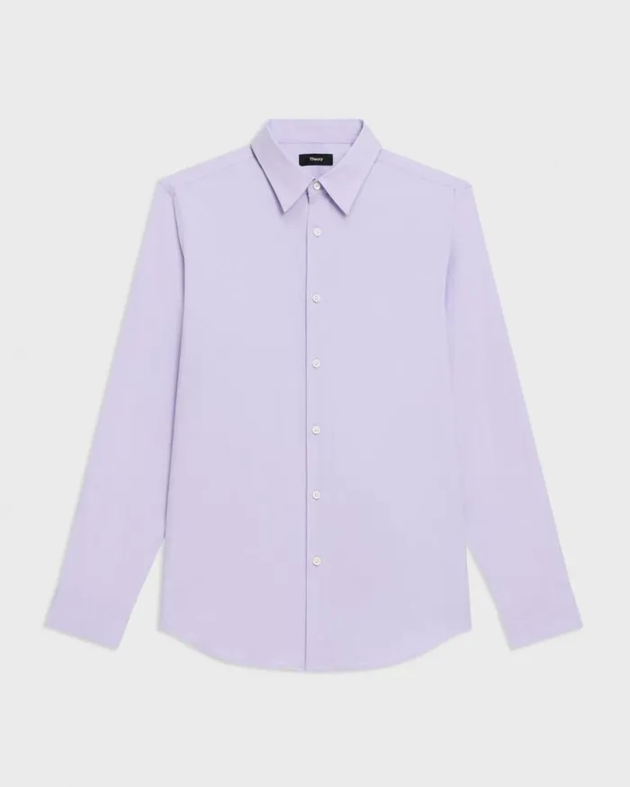 Theory Sylvain Shirt In Good Cotton Soft Iris Men Shirts