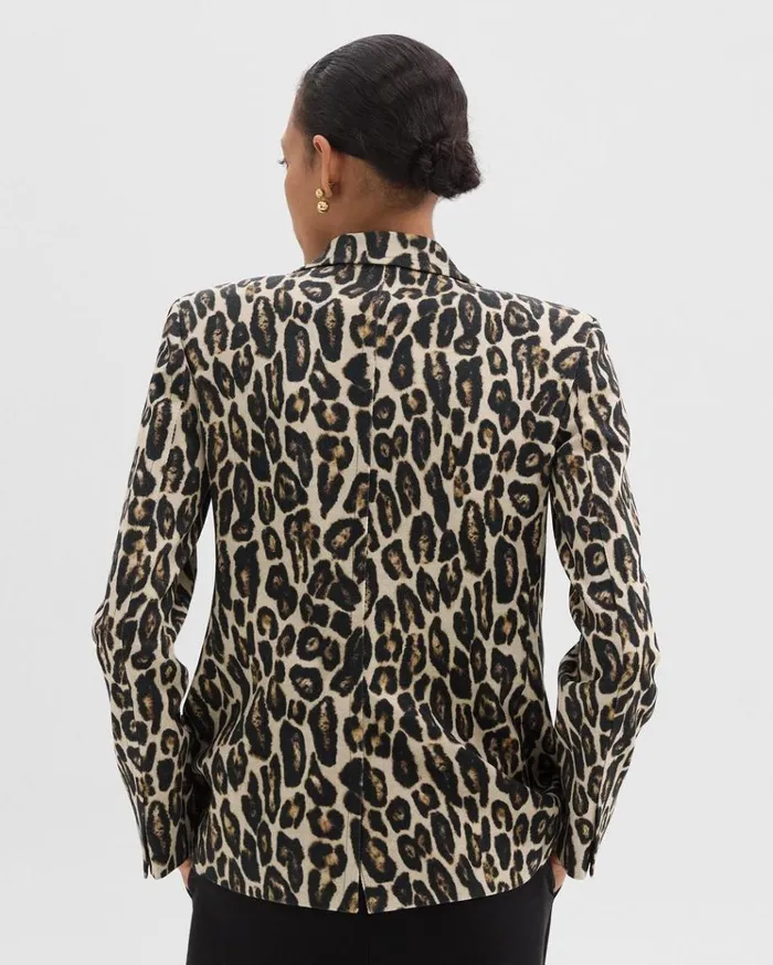 Theory Tailored Blazer In Stretch Leopard Wool Beige Multi Women Blazers Jackets Theory Tailored Blazer In Stretch Leopard Wool Beige Multi Women Blazers Jackets