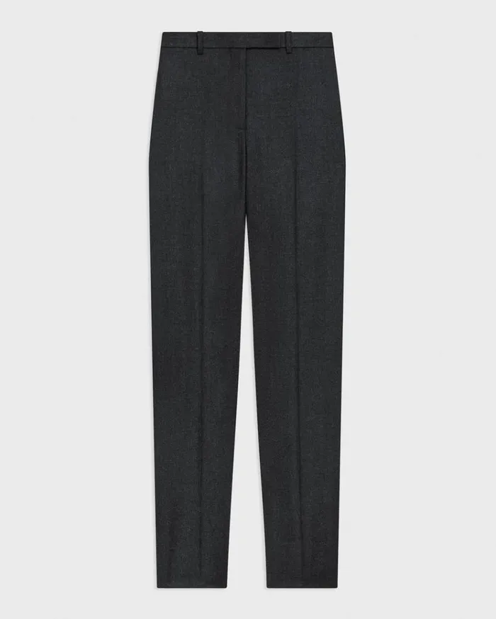Theory Tapered HighWaist Pant In Sleek Flannel New Charcoal Melange Women Pants