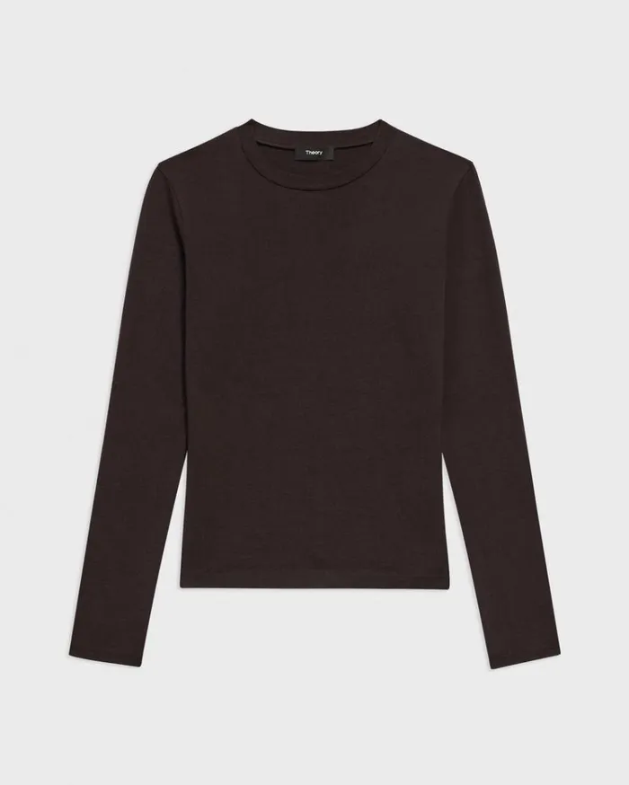 Theory Tiny LongSleeve Tee In Organic Cotton Hickory Women TShirts Tank Tops Theory Tiny LongSleeve Tee In Organic Cotton Hickory Women TShirts Tank Tops