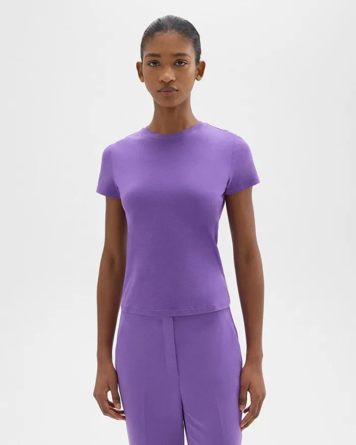 Theory Tiny Tee In Organic Cotton Bright Peony Women TShirts Tank Tops