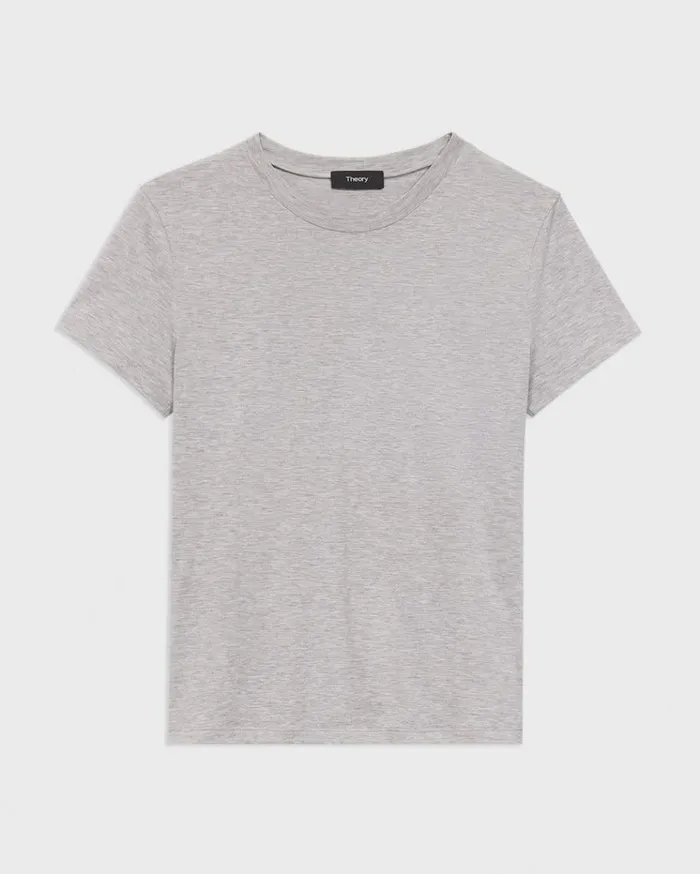 Theory Tiny Tee In Organic Cotton Soft Grey Melange Women TShirts Tank Tops Theory Tiny Tee In Organic Cotton Soft Grey Melange Women TShirts Tank Tops