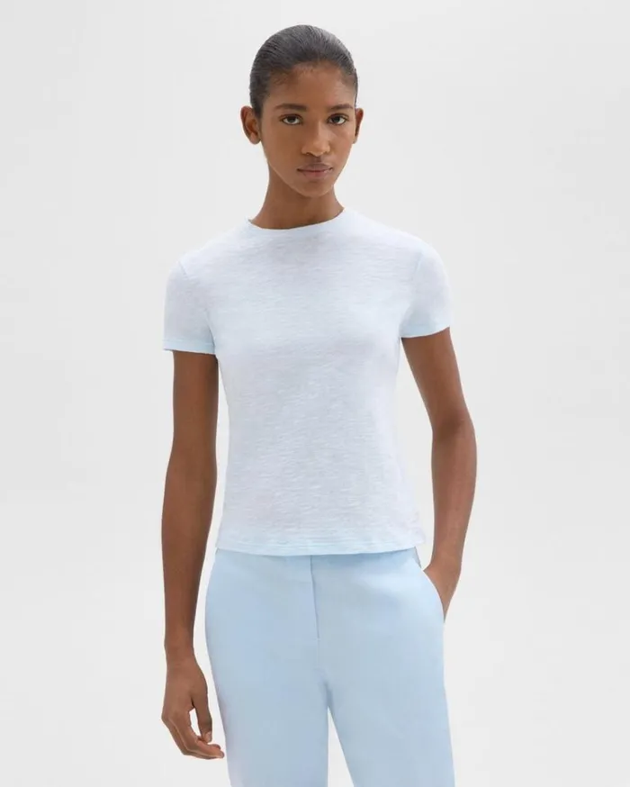 Theory Tiny Tee In Organic Slub Cotton Skylight Women TShirts Tank Tops