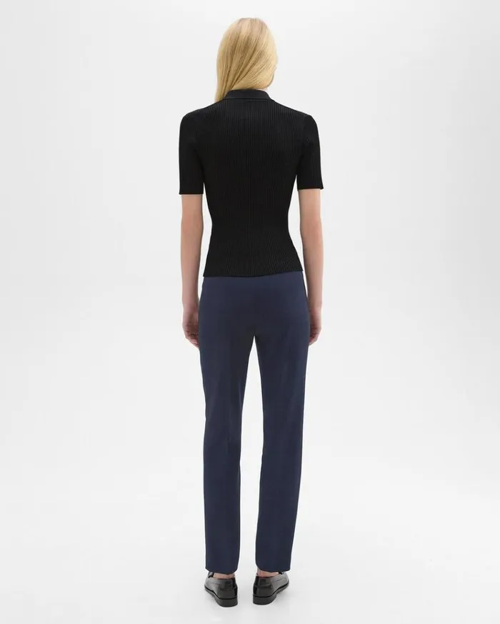 Theory Treeca Full Length Pant In Admiral Crepe Nocturne Navy Women Pants