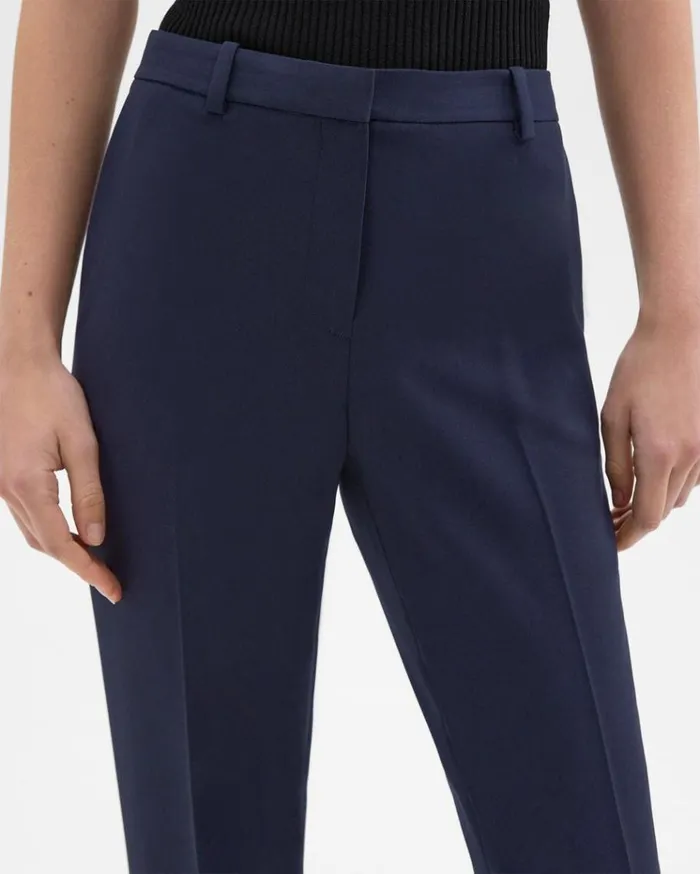 Theory Treeca Full Length Pant In Admiral Crepe Nocturne Navy Women Pants