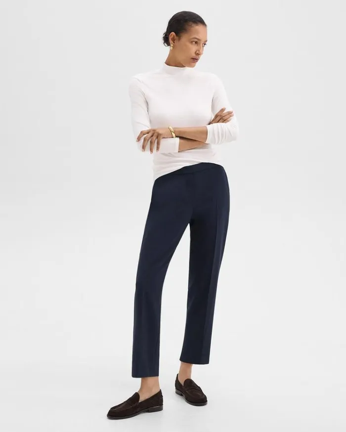 Theory Treeca PullOn Pant In Admiral Crepe Nocturne Navy Women Pants